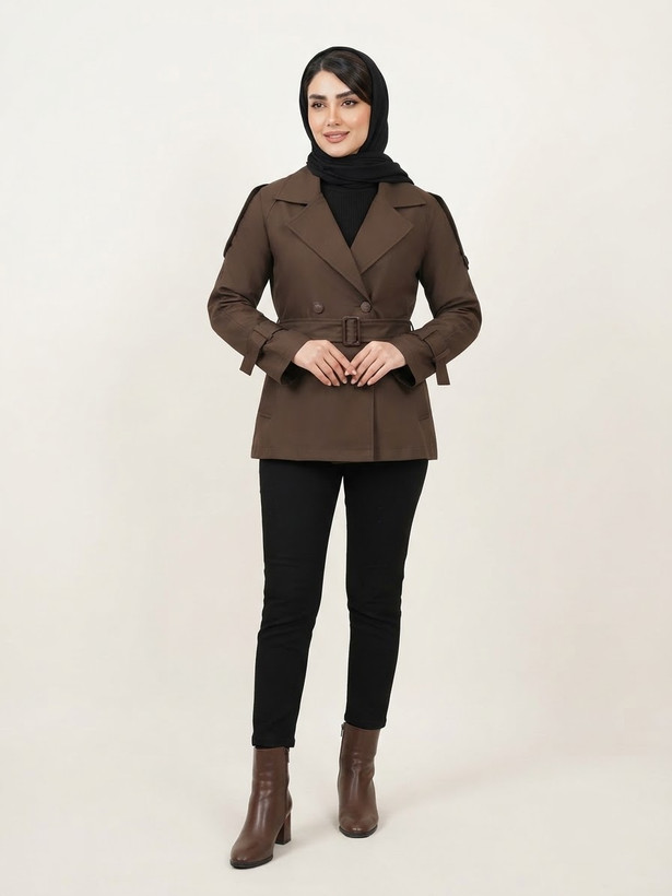 بارونی کوتاه کمربند دار کد ۴۰۵۵۷