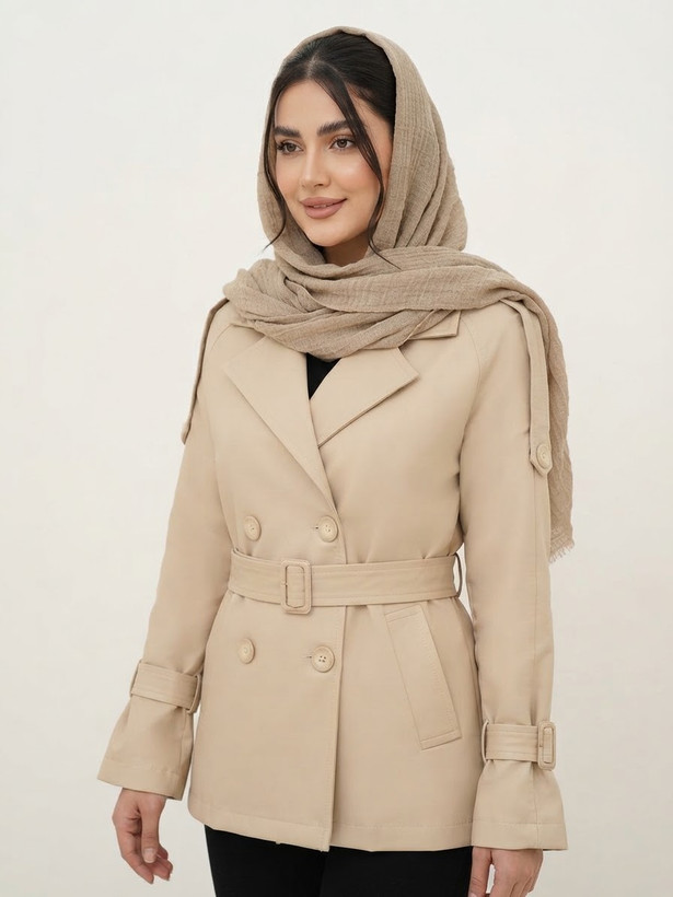 بارونی کوتاه کمربند دار کد ۴۰۵۵۷