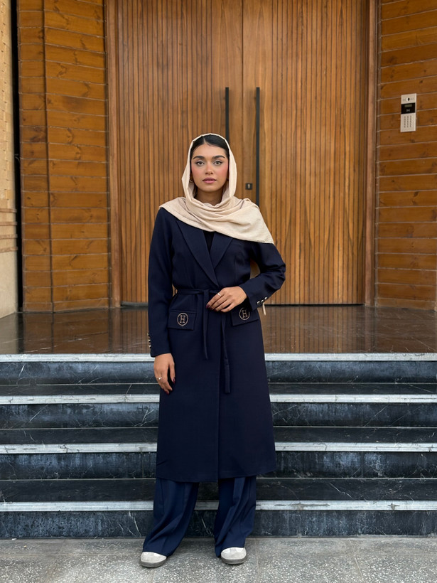 مانتو بلند جیب گلدوزی H کد ۴۰۵۶۲
